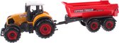 Johntoy Tractor Met Aanhanger Rond Geel 22 Cm
