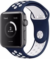 Siliconen Sportbandje - Blauw/Wit - Siliconen - Geschikt voor Apple Watch - 38/40mm - S/M