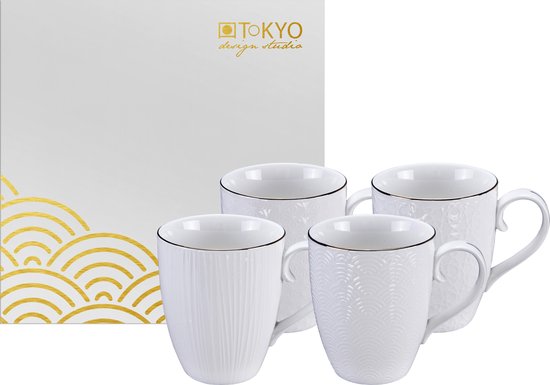 Tokyo Design Studio Nippon White Mokken 380 ml - set van 4