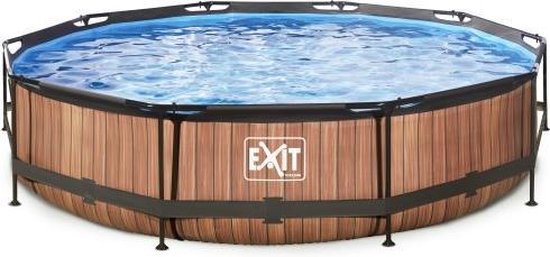 EXIT Wood zwembad ø360x76cm met filterpomp - bruin | bol.com
