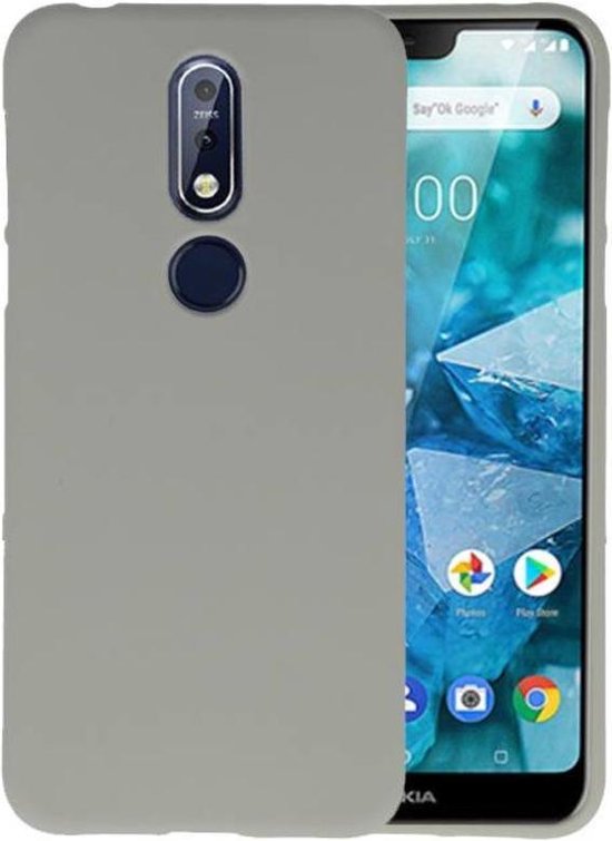 Hoesje Geschikt voor de Nokia 7.1 - Backcover Color Telefoonhoesje - Grijs