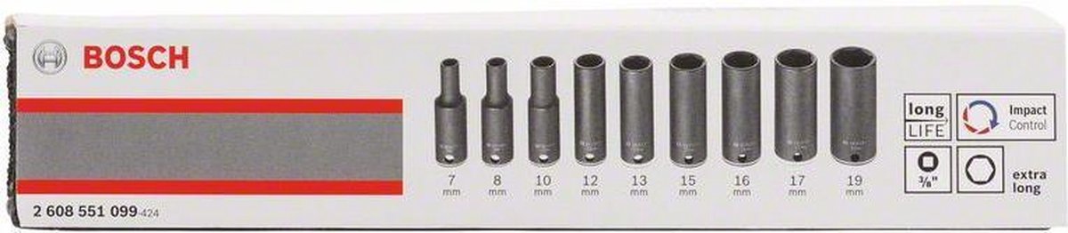 Bosch 9-delige dopsleutelmoffenset