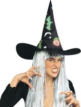 Heksen hoed met Halloween afbeeldingen - Verkleedhoofddeksel