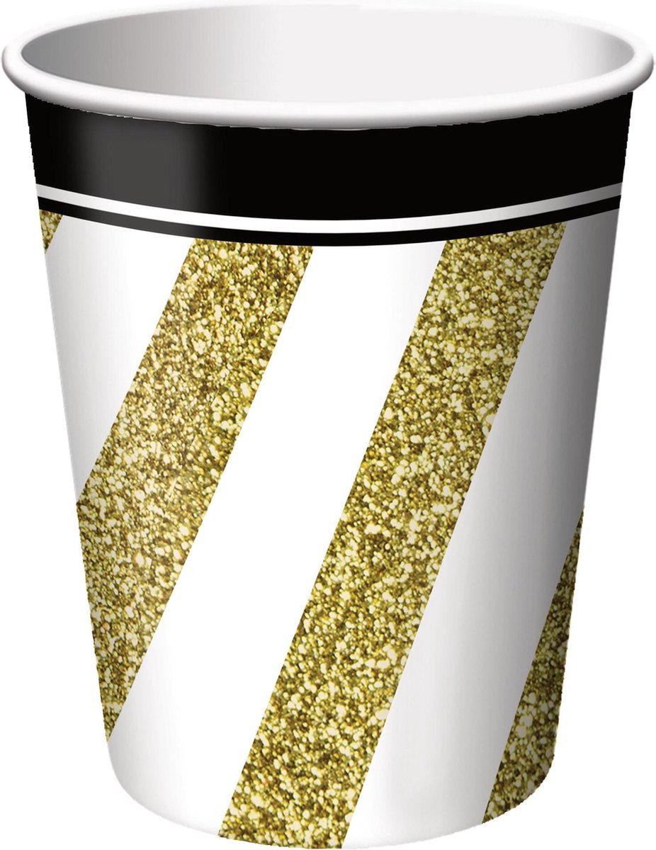 BIGIEMME SRL - 8 bekers zwart-goud 266 ml
