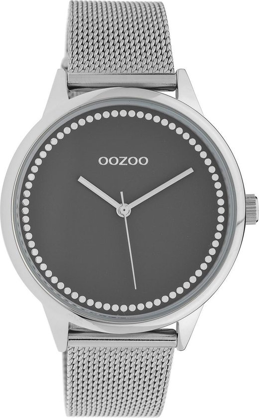 OOZOO Timepieces Zilverkleurig Grijs horloge 40 mm Zilverkleurig bol