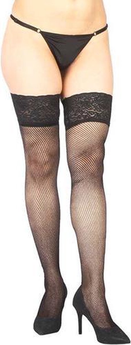 Goedkoopste Vixson Visnet Kousen Met Kanten Top - Zwart