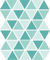 Driehoek muurstickers blauw tinten - 45 stuks - 4,5x4,5cm
