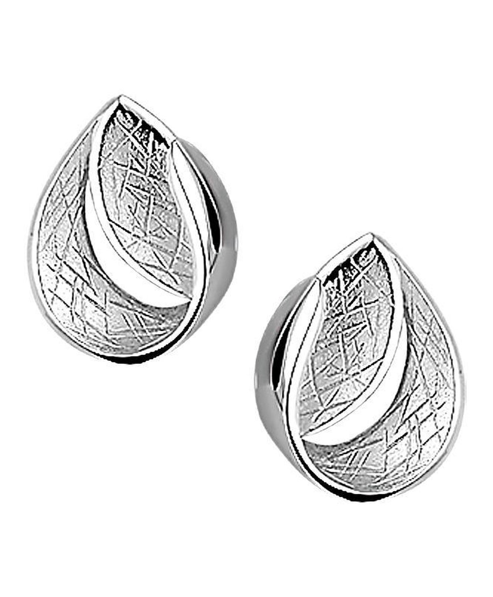 The Jewelry Collection Oorknoppen Gescratcht - Zilver Gerhodineerd