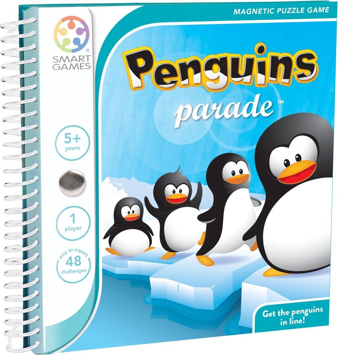 SmartGames - Penguins Parade - 48 opdrachten - magnetisch reisspel - Vier pinguïns op één rij - SmartGames