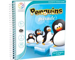 foto van SmartGames - Penguins Parade - 48 opdrachten - magnetisch reisspel - Vier pinguïns op één rij
