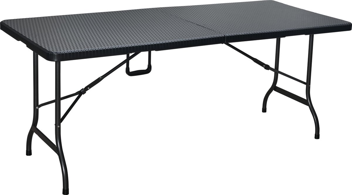 JAGO Jago® Table Pliante de Jardin Buffet Camping 183x76 cm Portable Imperméable Noir 