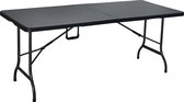 Vouwtafel - campingtafel - wickerlook - 180x74cm - zwart
