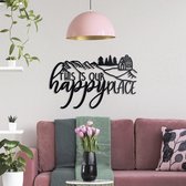 Hoagard Letterbord -  Happy Place - Metaal - Zwart - 66x42cm