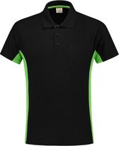 Tricorp Poloshirt Bi-Color - Workwear - 202002 - Zwart-Limoengroen - maat XS