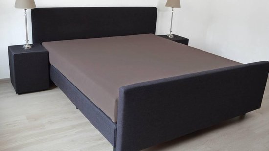 Snoozing - Drap housse - Très haut - Lits jumeaux - 180x220 cm - Coton percale - Marron