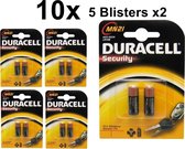 10 Stuks (5 Blisters a 2st) - Duracell A23 23A MN21 K23A Security 12V alkaline batterij