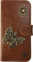 MP Case® PU Leder Mystiek design Bruin Hoesje voor Huawei G8 Vlinder Bedel book case wallet case