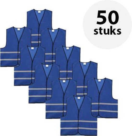 Veiligheidshesje - Veiligheidsvest - Volwassene - Blauw - 50 stuks