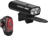 Lezyne Lite Drive 1000XL / KTV Pro Pair - Oplaadbare LED fietslampen - Voor 8 standen & 1000 Lumen - Achter 5 Standen & 75 Lumen - Accu 87/19.5 uur - Waterdicht - Zwart