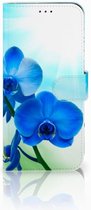 Geschikt voor Samsung Galaxy A50 Hoesje Orchidee Blauw