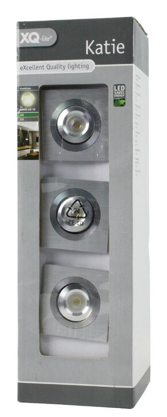 XQ-lite GU10 Einbauspot 3er-Set – Richtbar, IP23, Inkl. 3x 9W Energiesparlampen