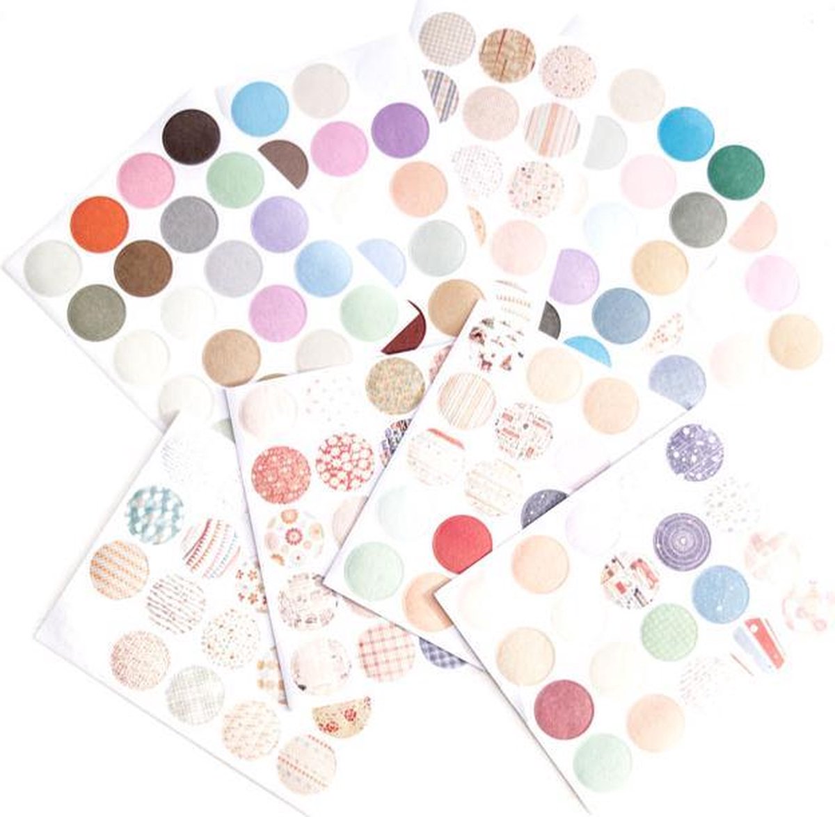 Set van 9 Stickervellen Dots Pastel | Beschrijfbare Stickers