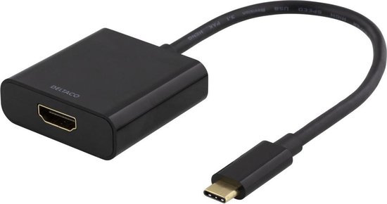 DELTACO USBC-HDMI8, USB-C naar HDMI-adapter, 4096x2160 30Hz, zwart | bol.com