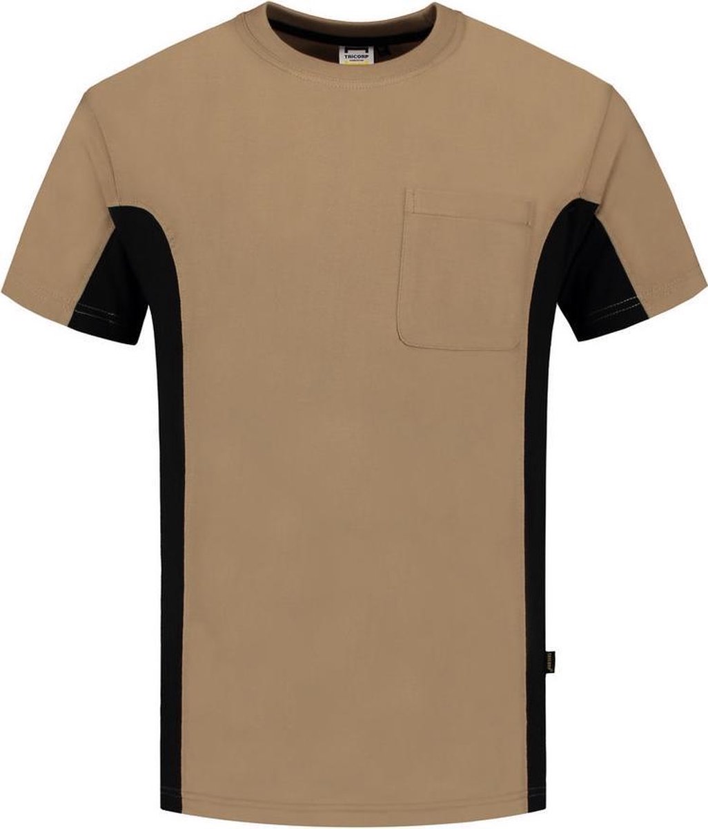 Tricorp t-shirt bi-color - Workwear - 102002 - khaki-zwart - maat M