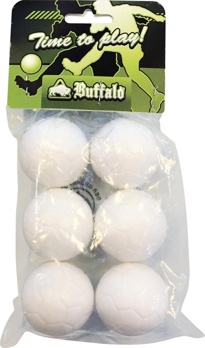 Buffalo tafelvoetbal bal 36 mm profiel wit 6 stuks - 