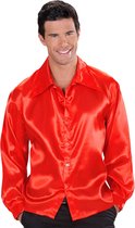 Rode satijnachtige blouse voor mannen - Volwassenen kostuums