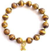 Jewellicious Designs Brown Cateye & Gold armband voor Pink Ribbon - geluksarmband - bruin goud