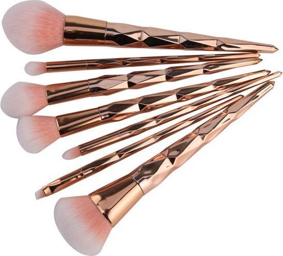 7-delige Make-up Kwasten/Brush Set | Shiny Rosegold | Fashion Favorite - Fashion Favorite