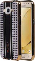 M-Cases Bruin Paars Ruit Design TPU back case hoesje voor Samsung Galaxy J2 2016