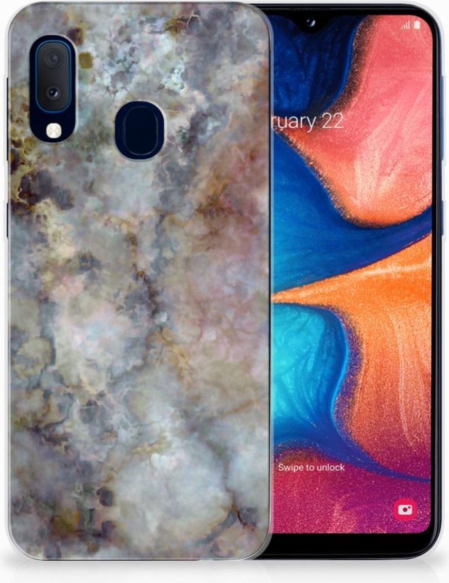 Samsung Galaxy A20e TPU Siliconen Hoesje Marmer Grijs