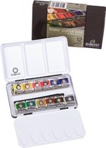 Water Colour set 12 kleuren napjes aquarel aquarelverf met penseel (roodmarterhaar) transparante waterverf