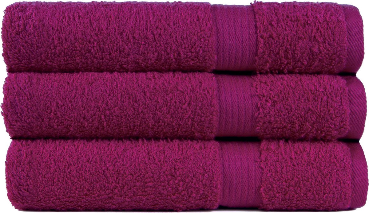 Badlaken 70x130 cm Luxor Uni Topkwaliteit Violet Red col 295 - 3 stuks