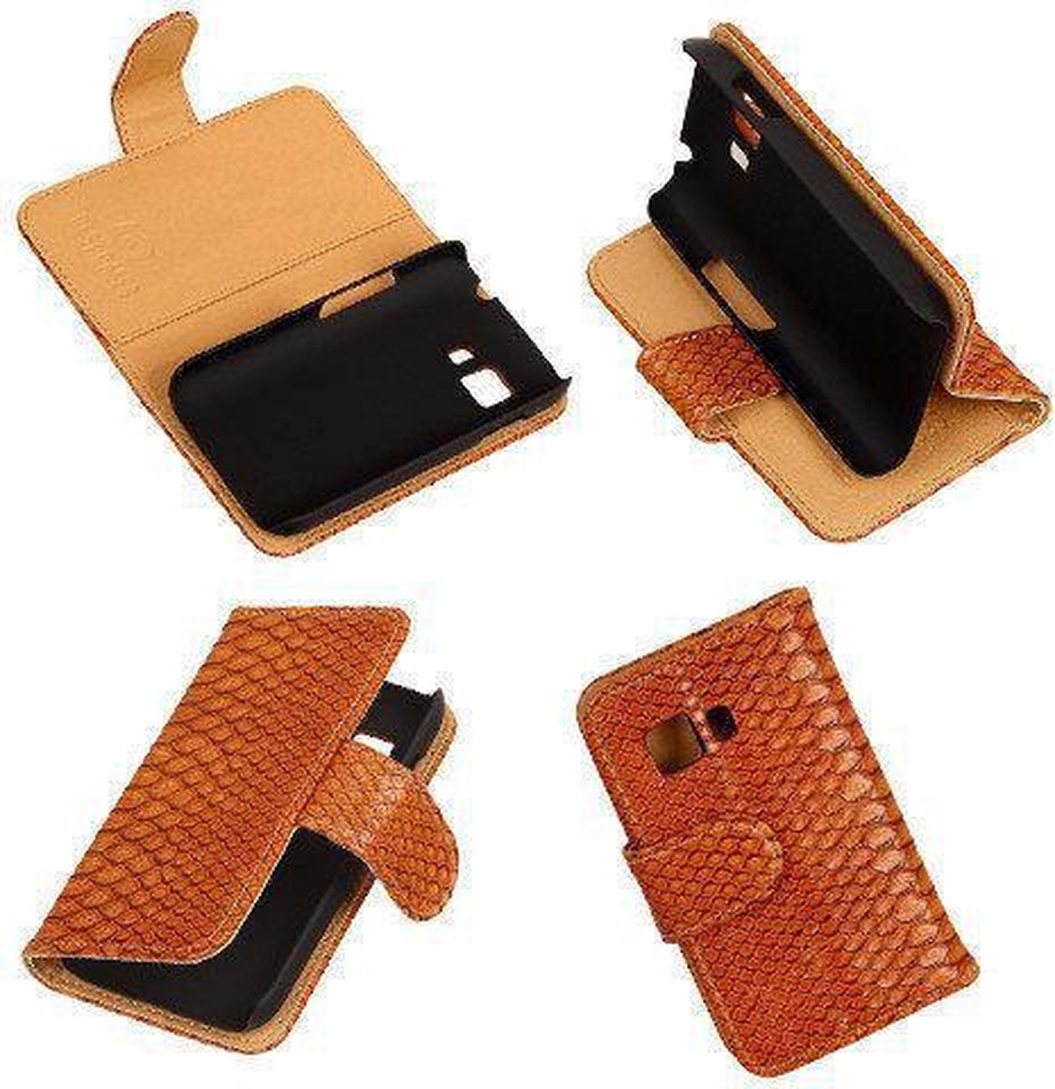Slang Bruin Samsung Galaxy Young 2 Bookcase Cover Hoesje