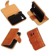 Slang Bruin Samsung Galaxy Young 2 Bookcase Cover Hoesje