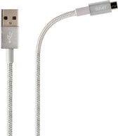 Azuri USB Sync- and charge kabel - nylon - micro USB connector - zilver