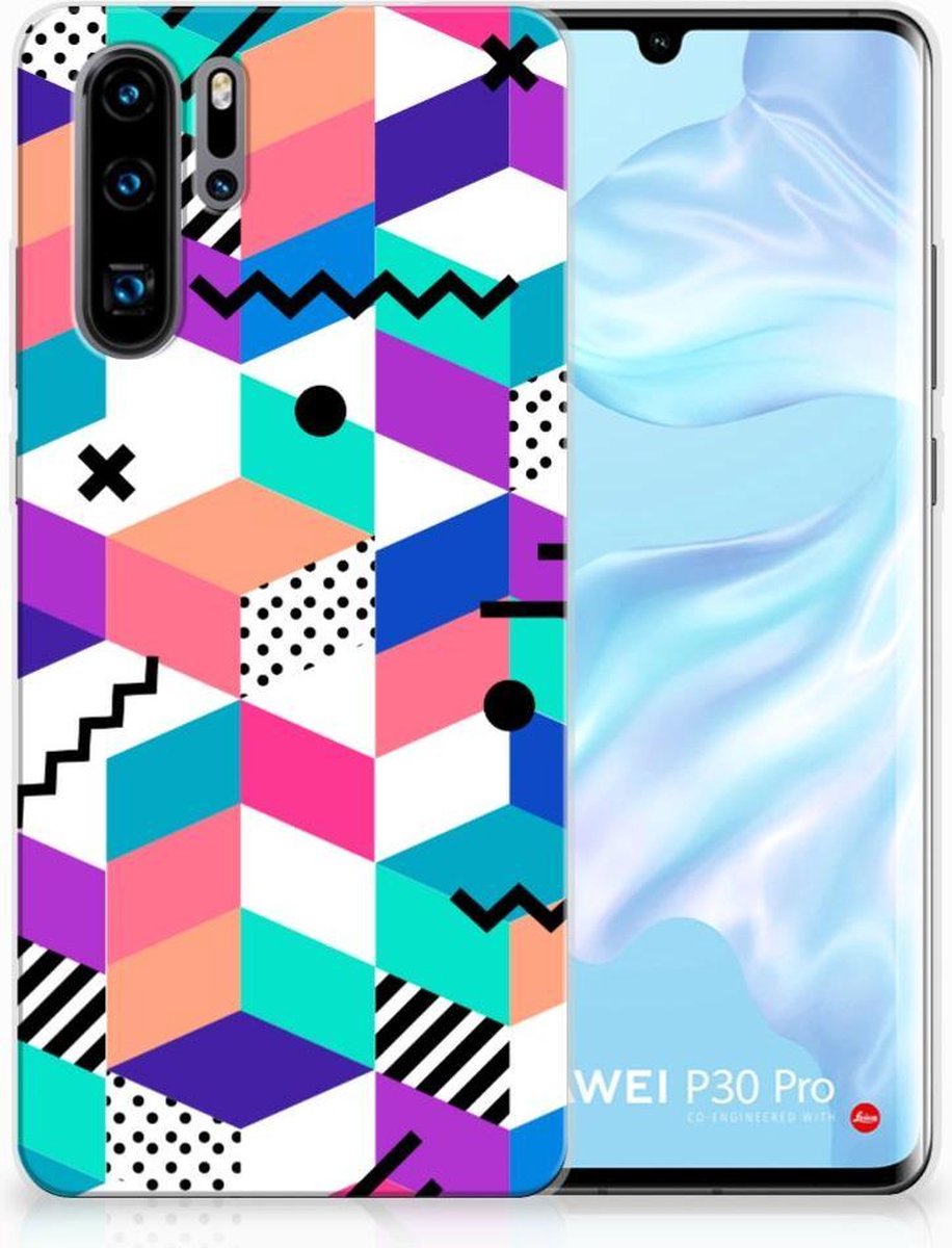 Huawei P30 Pro TPU Hoesje Blokken Kleurrijk