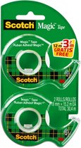 Scotch® Magic™ tape, 2 rollen, 19 mm x 12 m en 3.2 m GRATIS + 1 dispenser