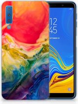 Geschikt voor Samsung Galaxy A7 (2018) Bumper Hoesje Watercolor Dark