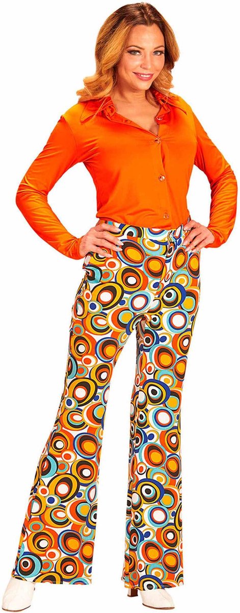 Jaren 70 disco broek Groovy cirkels