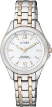 Citizen Eco-Drive Funk Lady Classic - Horloge - Staal - Zilverkleurig / Wit - Solar uurwerk - Ø 29 mm