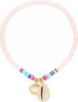 Enkelbandje - Roze en kleurrijke kraaltjes met schelpjes