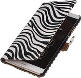 Zebra Bookstyle Wallet Case Hoesjes Geschikt voor Huawei P8 Max Wit