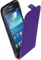 Lelycase Paars Lederen Flip case case Telefoonhoesje Samsung Galaxy Core Plus