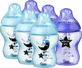 Tommee Tippee Closer to Nature - zuigflessen - langzame uitstroomsnelheid en anti-colic ventiel - 260 ml - verpakking van 6 stuks - multi