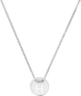 The Fashion Jewelry Collection Ketting Letter H 1,3 mm 41 + 4 cm - Zilver Gerhodineerd