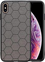 Hexagon Hard Case - Telefoonhoesje - Backcover Hoesje - achterkant hoesje - Geschikt voor iPhone XS Max - Grijs